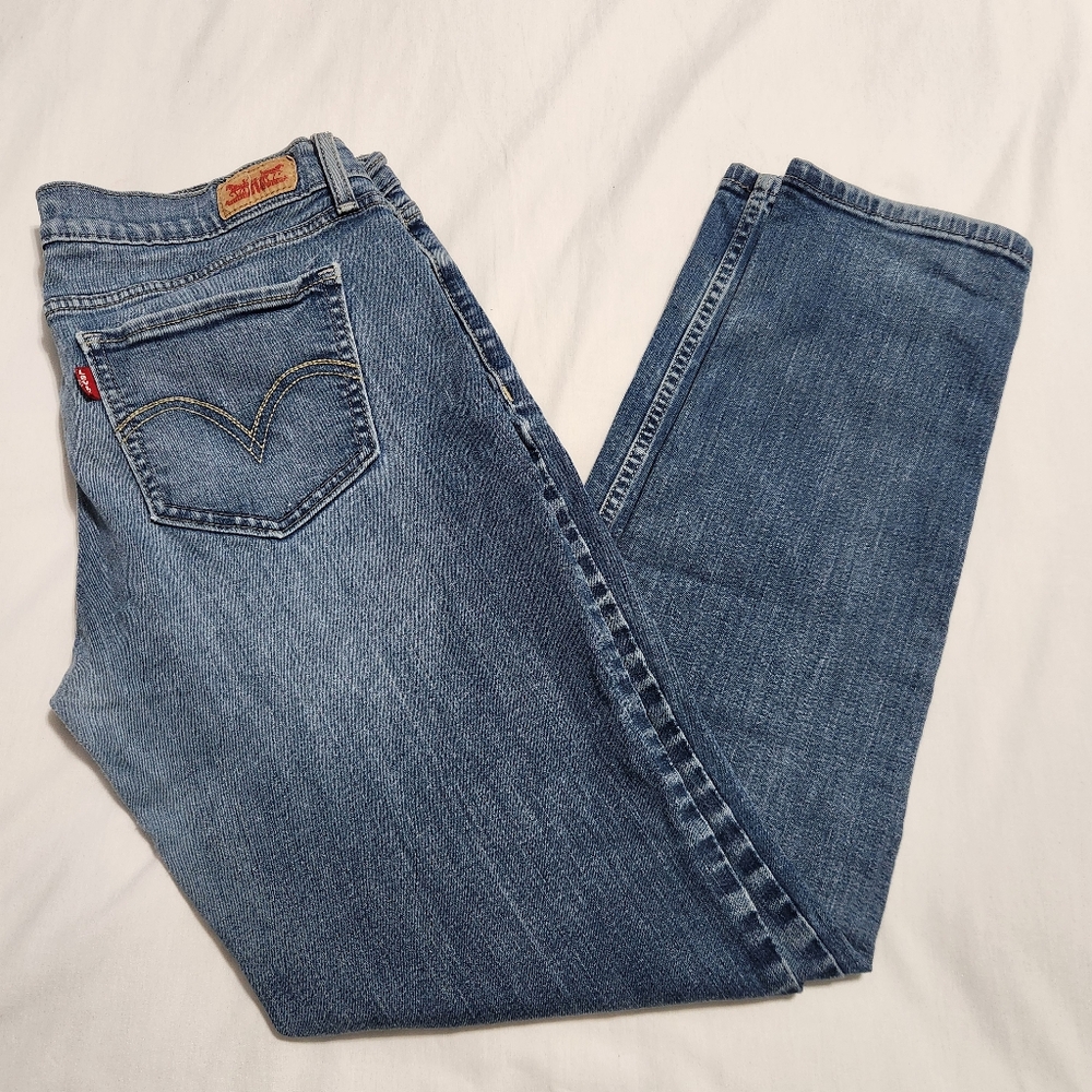 Levi's Women's 524 Too Superlow Skinny Jeans 13M Blue Faded Worn Denim W31 L32